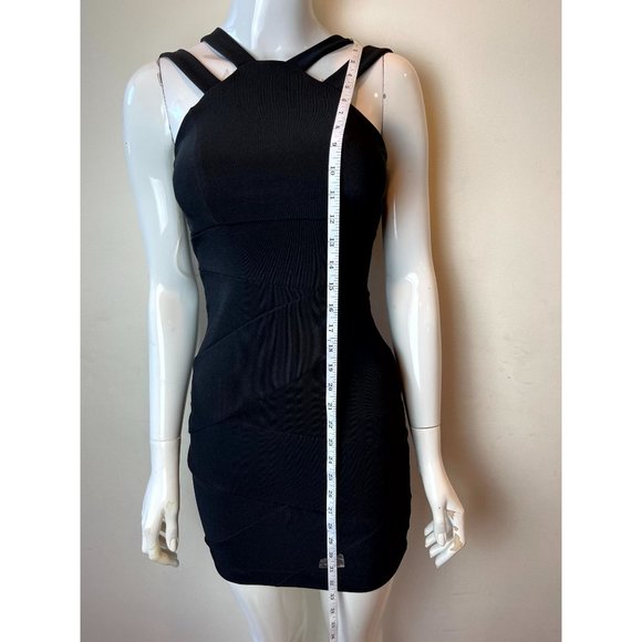 Emerald Sundae Women's Bodycon Mini Dress Small Double-Strap Black w/zip XXS - Picture 4 of 9